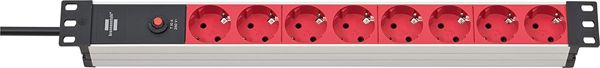 Brennenstuhl Πολύπριζο Ασφαλείας 8 Θέσεων για Rack 19" 1U με Βύσμα C14 και Καλ. 2m/ Red/Silver (1390007118) (BNN1390007118)