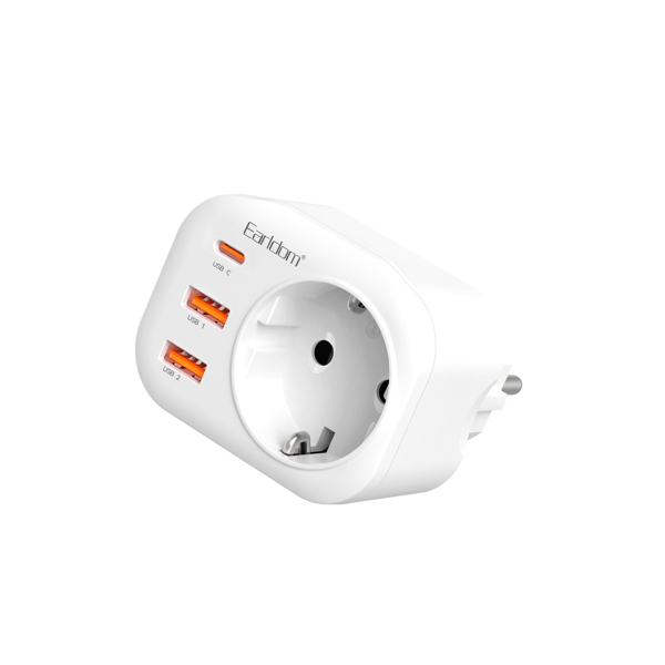 Λευκό Earldom ES-SC18, 2xUSB, 1xType-C, Ασπρο - 40524
