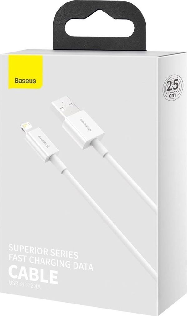 Καλώδιο USB Baseus USB-A - Lightning 0.25 m Λευκό (CALYS-02)