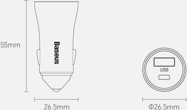 Φορτιστής Baseus Golden Contactor Pro 1x USB-A 1x USB-C 3 A (TZCCJD-03)