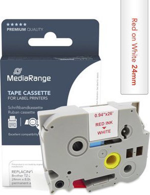 Ταινία εκτύπωσης MediaRange Brother TZ-252/TZe-252 24mm 8m κόκκινο