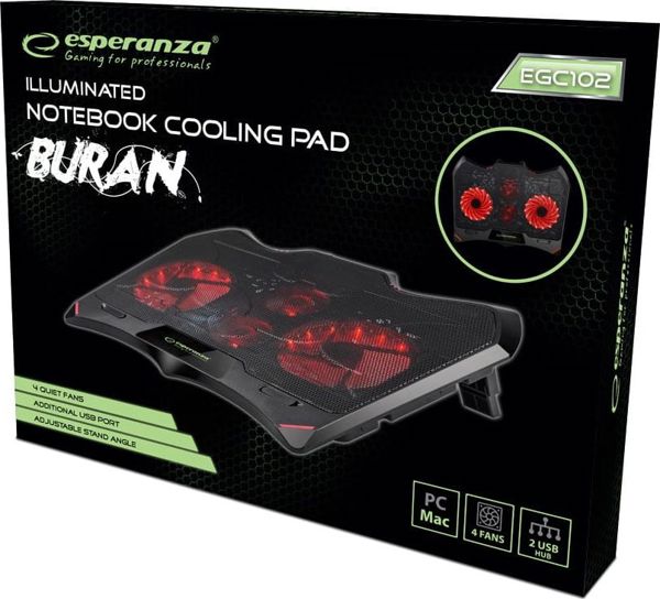 Esperanza Buran Cooling Pad για Laptop με 4 Ανεμιστήρες και Φωτισμό (EGC102) (ESPEGC102)