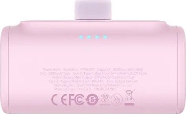 Φορητός φορτιστής Baseus Compact USB-C 5000mAh, 20W (ροζ)