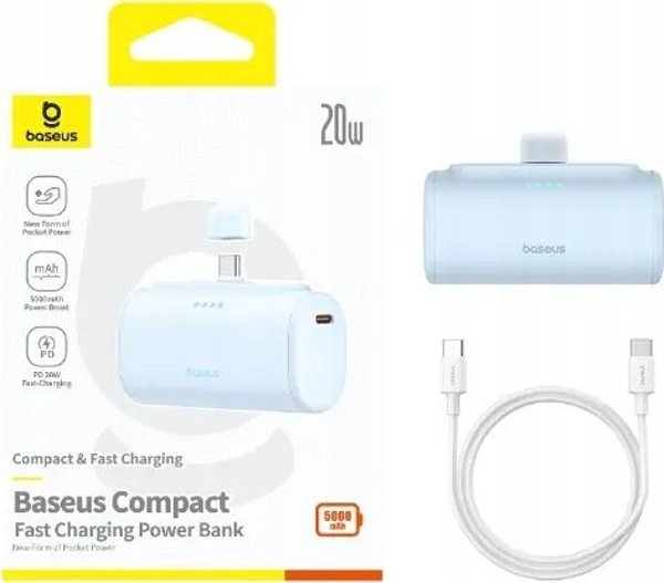 Powerbank Baseus Compact USB-C 5000mAh, 20W (μπλε)