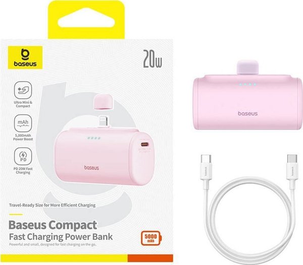 Powerbank OS-Baseus Compact IP 5000mAh 20W (ροζ)