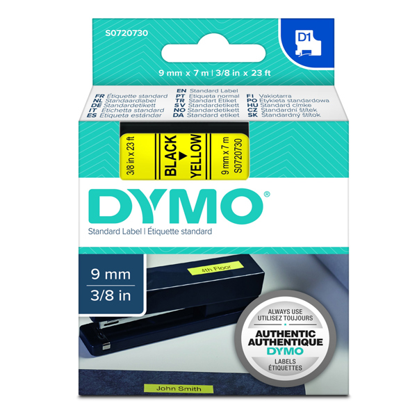 Ταινία Ετικετογράφου DYMO 40918 D1, 9mm x 7m, Μαύρα Γράμματα σε Κίτρινο Φόντο (S0720730)