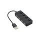 USB hub No Brand, USB 2.0, 4 θύρες, μαύρο - 12056