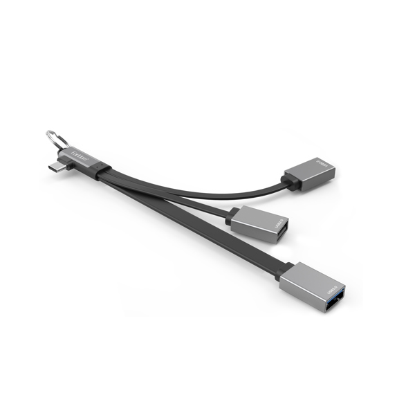 Hub Earldom ET-HUB17C, Type-C, 3 Ports, OTG, Black - 12065