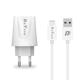 Φορτιστής δικτύου, DeTech, DE-01C, 5V/2.1A, 220V, Universal, 2 x USB, καλώδιο Type-C, 1.0m, λευκό - 14121