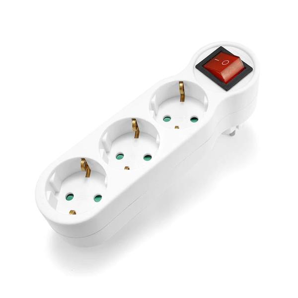 Πολύπριζο No brand, 1 to 3 Θέσεων, 220V, Με διακόπτη, Χωρίς Καλώδιο, Λευκό - 17709