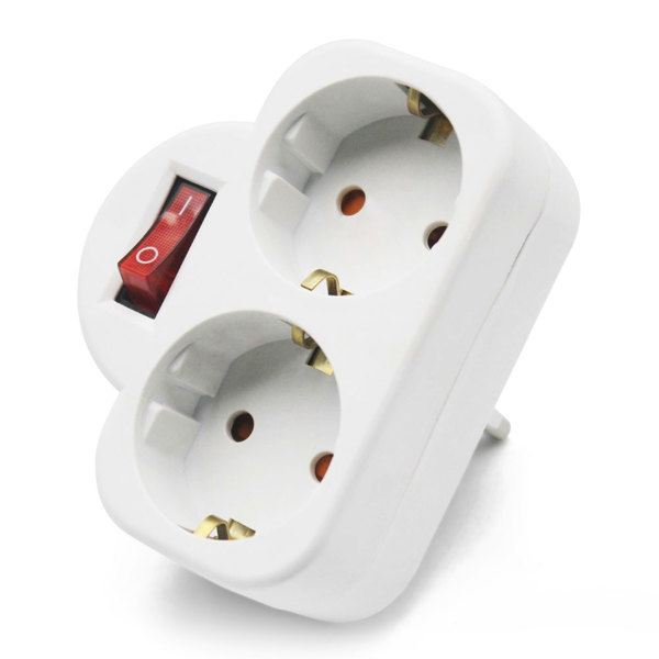 Πολύπριζο No brand 7392N, 2 Θέσεων, 220V,Με διακόπτη, Χωρίς Καλώδιο, Λευκό - 17868