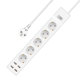 Πολύπριζο No brand, 5 Θέσεων, 250V, 16A, Καλώδιο, 1.5m., 4 x USB F, Με διακόπτη, Ασπρο - 17889