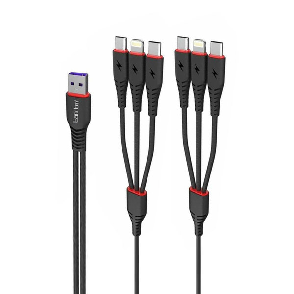 Καλώδιο φόρτισης Earldom EC-IMC021, 2xType-C, 2xMicro USB, 2xLightning, 2.00m, Μαυρο - 40184