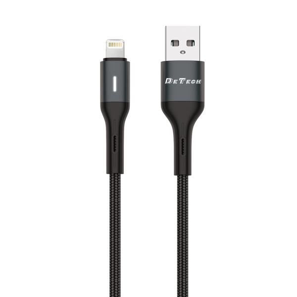 Кαλώδιο δεδομένων DeTech De-C38i, Lightning, 1.0m, Μαυρο - 40198