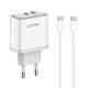 Φορτιστής δικτύου LDNIO A2528C, 35W, 2 x Type-C F, PD, με καλώδιο PD Type-C, λευκό - 40282