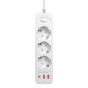 Πολύπριζο Earldom ES-SC13, 3 Θέσεων, CEE 7/3, 2 х USB, 1 х USB-C, 2м., Ασπρο - 40377