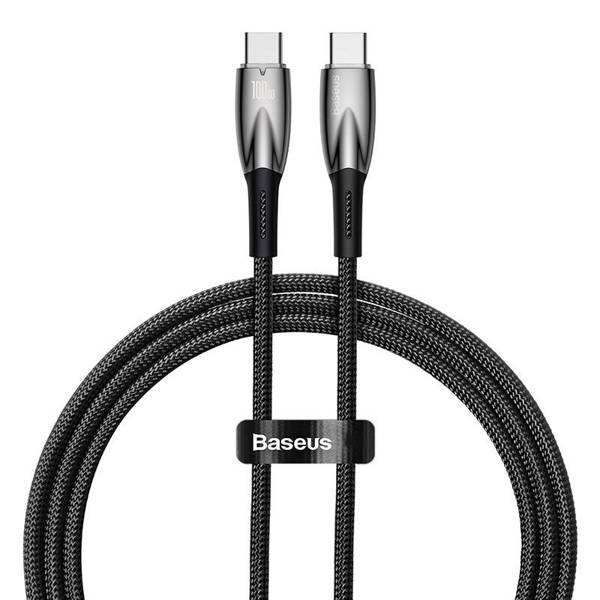 Data cable Baseus Glimmer, Type-C - Type-C, 100W, PD, 1.0m, Black - 40483