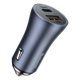 Car socket charger Baseus Golden Contactor Pro, 40W, 1xUSB F, 1xType-C F, Gray - 40510