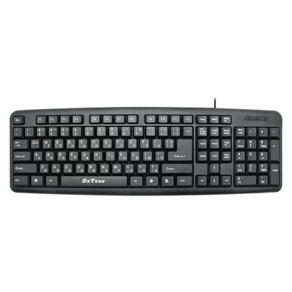Πληκτρολόγιο DeTech DE6082, USB, Κυριλλικό, Μαύρο - 6082