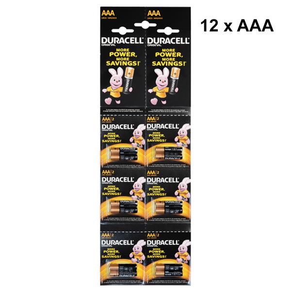 Alkaline batteries Duracell AAA, LR03/MN2400, 1.5V, 12pcs. - 87047