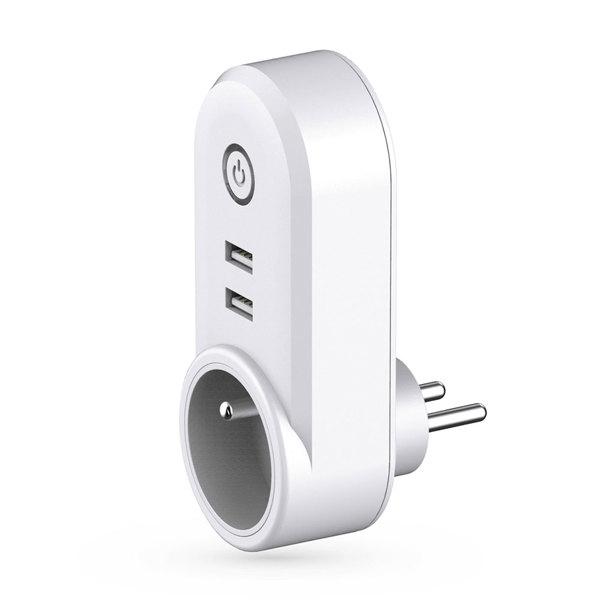 Smart socket No brand PST-LSPA2, 2xUSB F, 220V, 10A, Wi-Fi, Tuya Smart, White - 91018