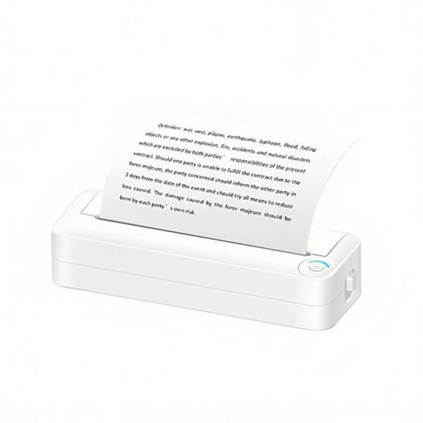 Portable mini thermal printer KDC-0019E, А4, Bluetooth, White - 91077