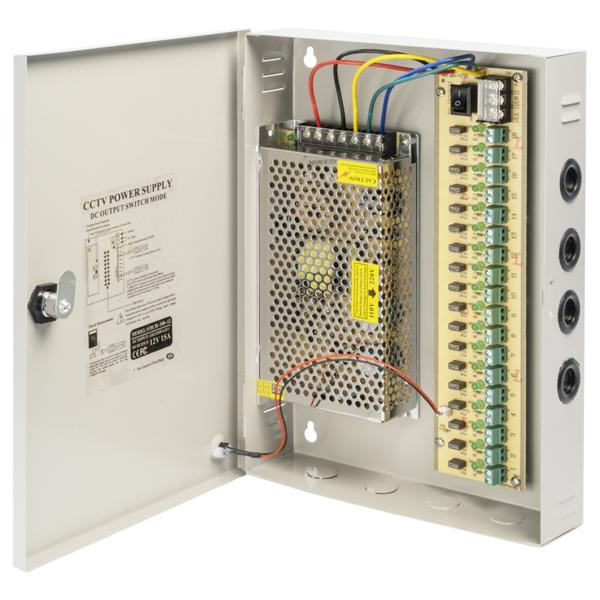 Τροφοδοτικό αυτονομίας No brand, 12V/15A, 18 Channel, Σε μεταλικὀ κουτἰ, Γκρί - 346