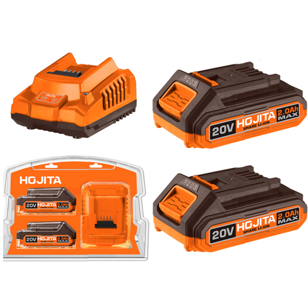 HOJITA Σετ μπαταρίας HOJITA 20V 2x2.0Ah & φορτιστής 2Α