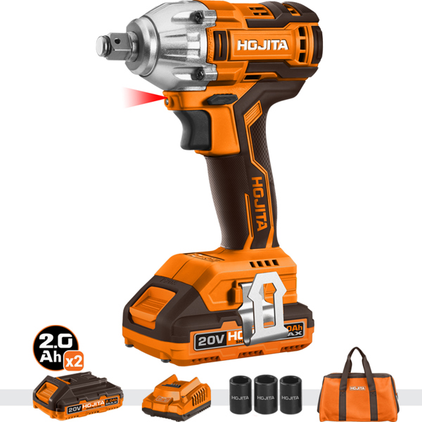 HOJITA Μπουλονόκλειδο HOJITA Brushless 300Nm μπαταρίας 20V ΣΕΤ Τσάντα