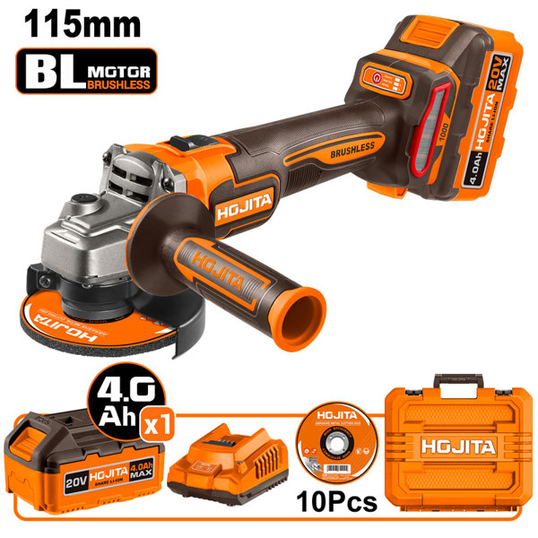 Γωνιακός τροχός HOJITA Brushless 115mm -3 ταχυτήτων μπαταρίας 20V