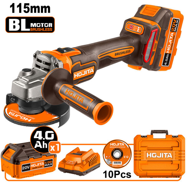 Γωνιακός τροχός HOJITA Brushless 125mm -3 ταχυτήτων μπαταρίας 20V
