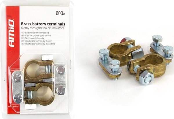 01161 Κλέμες μπαταρίας ορείχαλκου 600AMP 2 τεμάχια σε blister