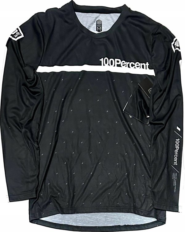 100% Ανδρική Μπλούζα 100% AIRMATIC Jersey μακρύ μανίκι Μαύρο/Λευκό μέγεθος M (NEW 2023)