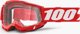 100% Goggles Accuri 2 Red, Γυαλιά Motocross με Διαφανή Αντιθαμβωτική Φακό, LT 88%-92%