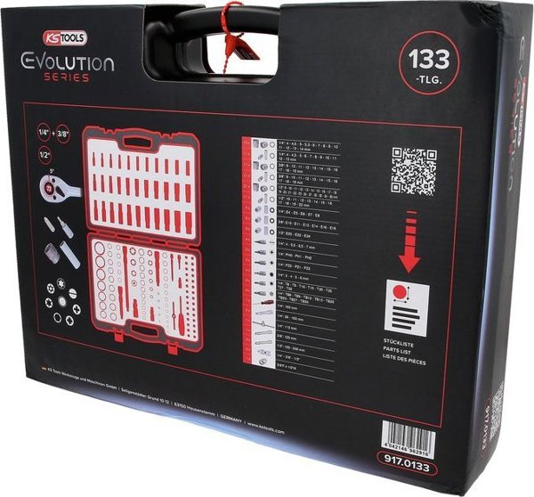 133-κομμάτια εξάγωνο σετ υποδοχών KS TOOLS 1/4&quot| 3/8&quot| 1/2&quot|