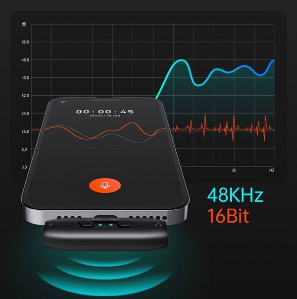 2x Ασύρματο Μικρόφωνο + Θήκη Φόρτισης 2TX 1RX Hohem / Mic-01 / USB-C TYPE-C