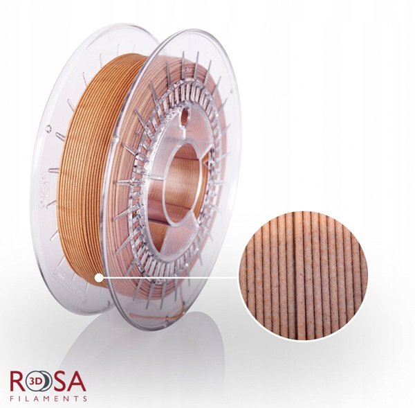 3D πλαστικό με ξύλινη σκόνη 1.75mm 1kg (συνιστάται η χρήση ακροφυσίων από χάλυβα 0.6mm) Rosa3D