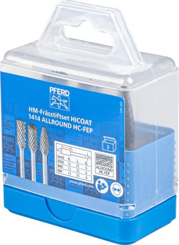 3-κομμάτι σετ καρβιδίου PFERD 1414 ALLROUND HC-FEP 12mm