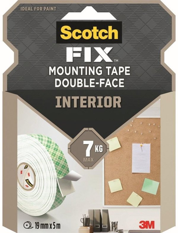 3M Scotch Ταινία Στερέωσης Διπλής Όψης Εσωτερικού Χώρου, Ανθεκτική, 5m