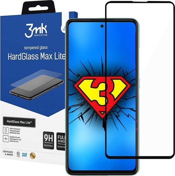 3MK HardGlass Max Lite Σκληρυμένο Γυαλί Προστασίας Οθόνης για Samsung Galaxy A52 / A52 5G, Μαύρο
