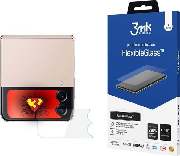 3MK Προστατευτικό Οθόνης FlexibleGlass για Samsung Galaxy Z Flip4 – Ανθεκτικό & Αντιβακτηριδιακό, Διαφανές
