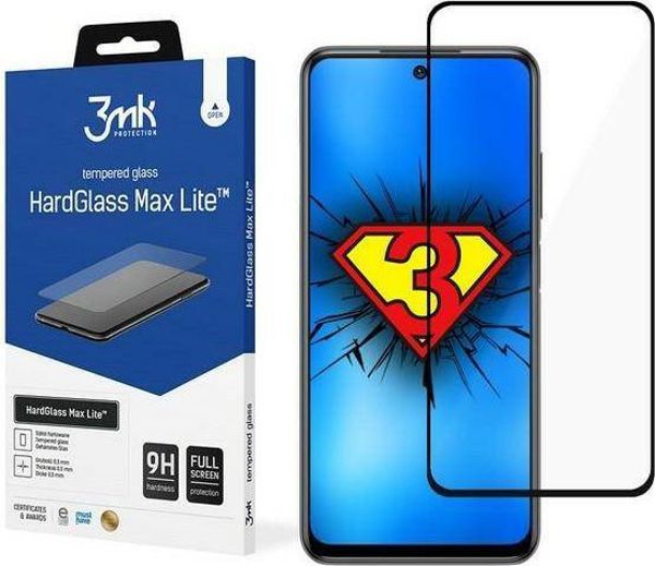 3MK HardGlass Max Lite Προστατευτικό Οθόνης για Xiaomi Redmi Note 10 5G, 9H, Μαύρο