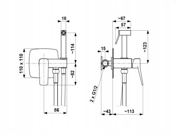 4529-512-34 / KFA / MALAGA / Μπαταρία μπιντέ εντοιχισμένη, τοίχου, PVD brushed rose gold