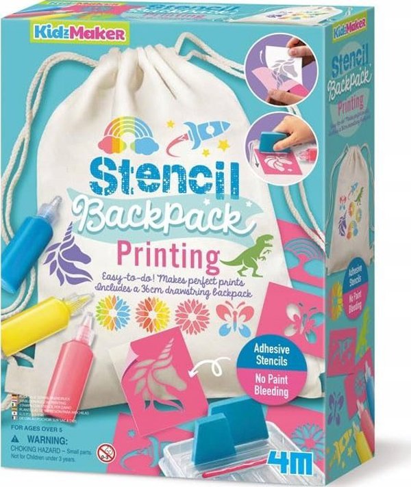 4M 4M KidzMaker DIY σετ Εκτύπωση Σακιδίου με Στένσιλ