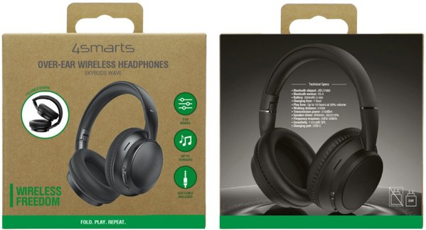 4smarts Over-Ear Bluetooth Ακουστικά SkyBuds Wave, μαύρο