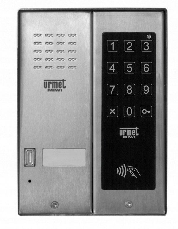 Urmet Πίνακας Συνομιλίας 5025/1D-ZK-RF, 1 κουμπί κλήσης, αναγνώστης RFID, αφής κωδικός κλειδώματος
