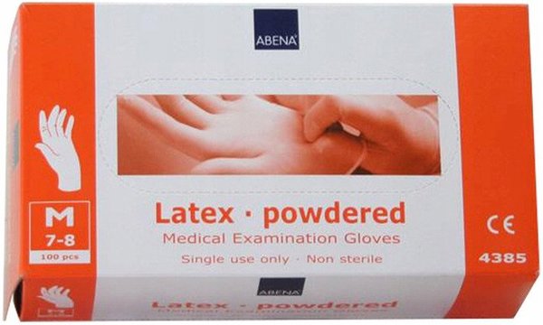 Abena Classic - Λατέξ γάντια πούδρας, μέγεθος M - 100 τεμ