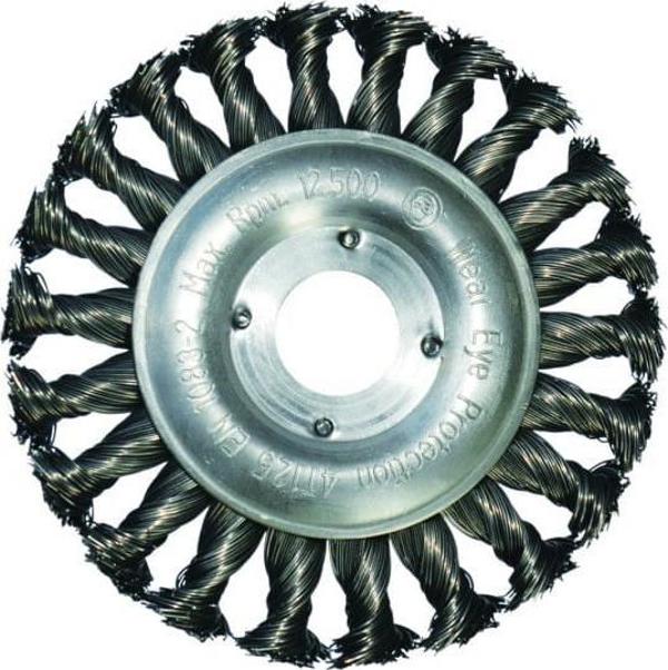 Abraboro Συρματόβουρτσα Δίσκου 125mm, Πλεγμένο Σύρμα 0.5mm Inox για Γωνιακό Τροχό AB90416422