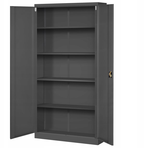 Abschließbarer Aktenschrank für Büro JAN, 900 x 1850 x 400 mm, anthrazit