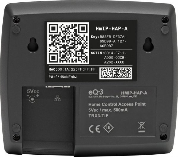 Σημείο Πρόσβασης HomeMatic IP Homematic IP Smart Home Σημείο Πρόσβασης (HmIP-HAP-A), Κεντρική Μονάδα (ανθρακί)
